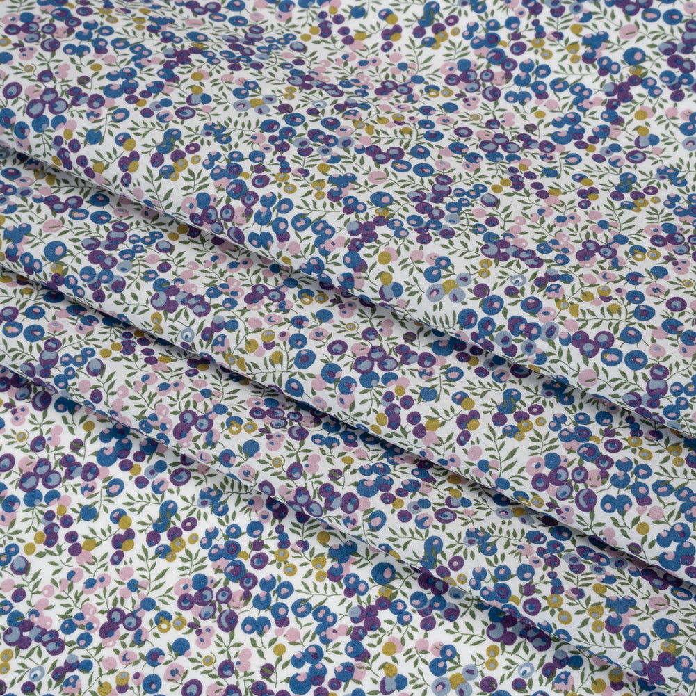 Liberty Fabrics Tana Lawn® - Wiltshire Bud Purple - Royal Purple, Blue and Orchid Pink Berries and Leaves Liberty Fabrics Tana Lawn® - Wiltshire Bud Purple - Royal Purple, Blue and Orchid Pink Berries and Leaves