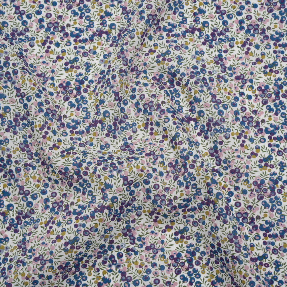 Liberty Fabrics Tana Lawn® - Wiltshire Bud Purple - Royal Purple, Blue and Orchid Pink Berries and Leaves Liberty Fabrics Tana Lawn® - Wiltshire Bud Purple - Royal Purple, Blue and Orchid Pink Berries and Leaves
