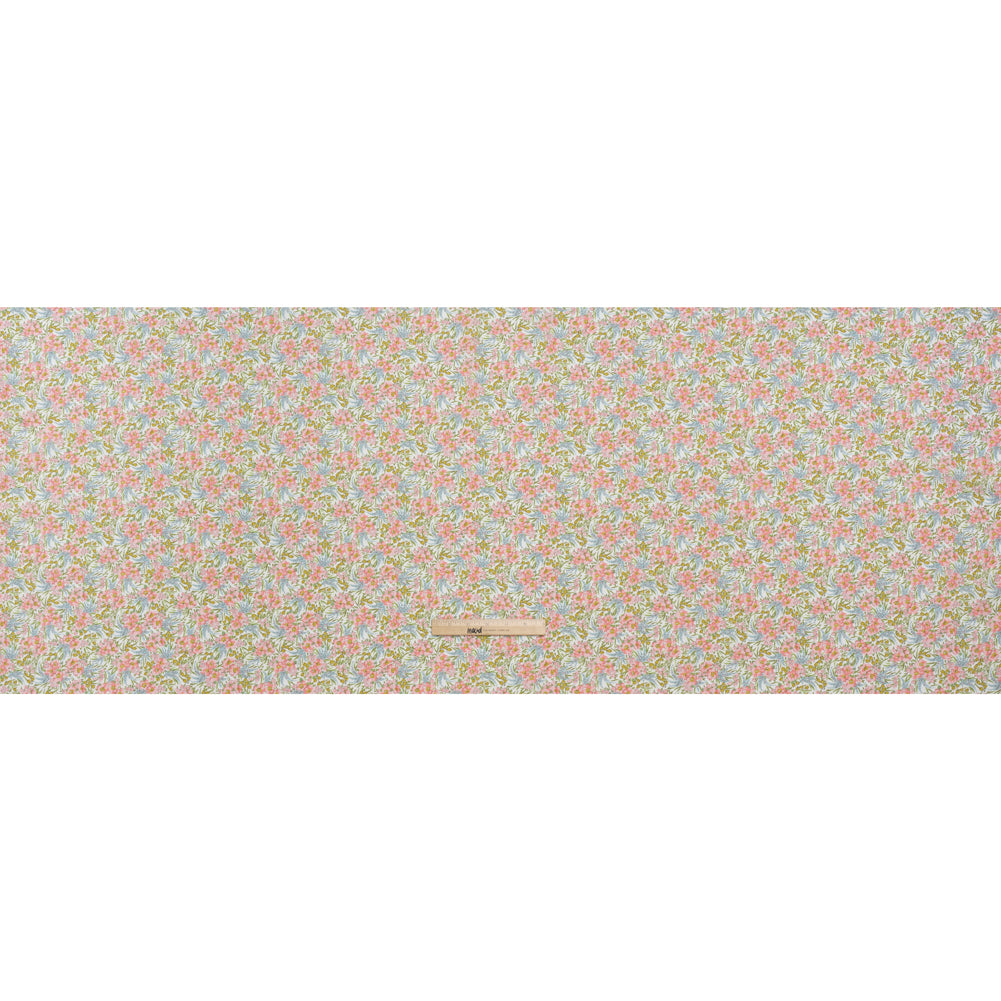 Liberty Fabrics Tana Lawn® - Swirling Petals Light Pink - Baby Pink, Blue and Yellow Green Floral Full Liberty Fabrics Tana Lawn® - Swirling Petals Light Pink - Baby Pink, Blue and Yellow Green Floral Full