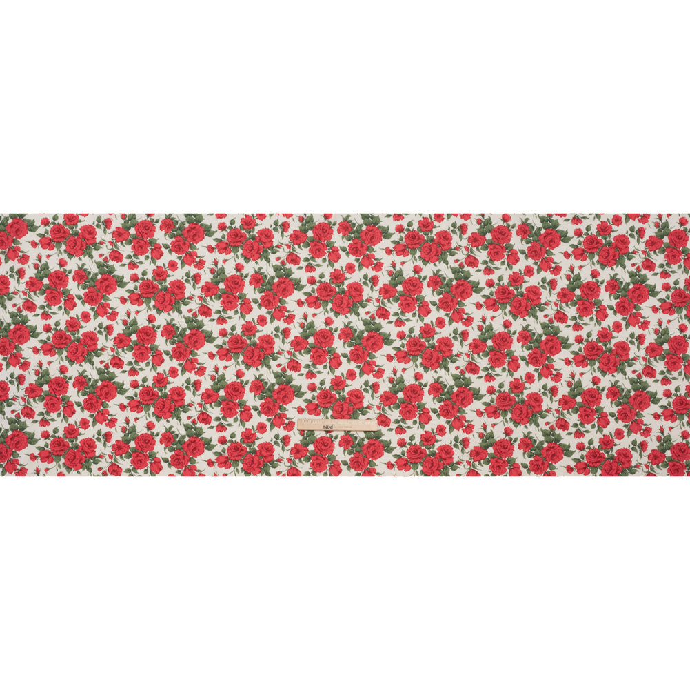 Liberty Fabrics Tana Lawn® - Carline Rose Red - Red, Green and White Rose Bouquets Full Liberty Fabrics Tana Lawn® - Carline Rose Red - Red, Green and White Rose Bouquets Full