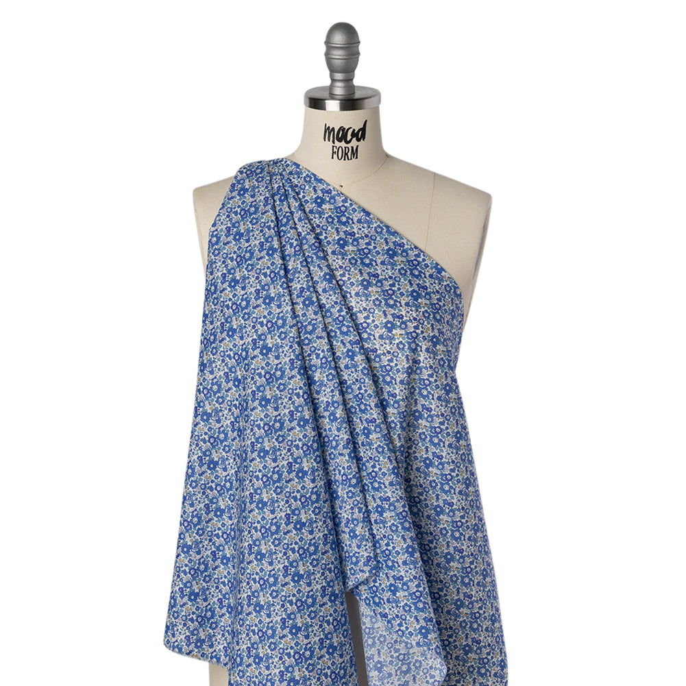 Liberty Fabrics Tana Lawn® - Betsy Ann Blue - Blue, Teal and Orange Floral Drape Liberty Fabrics Tana Lawn® - Betsy Ann Blue - Blue, Teal and Orange Floral Drape