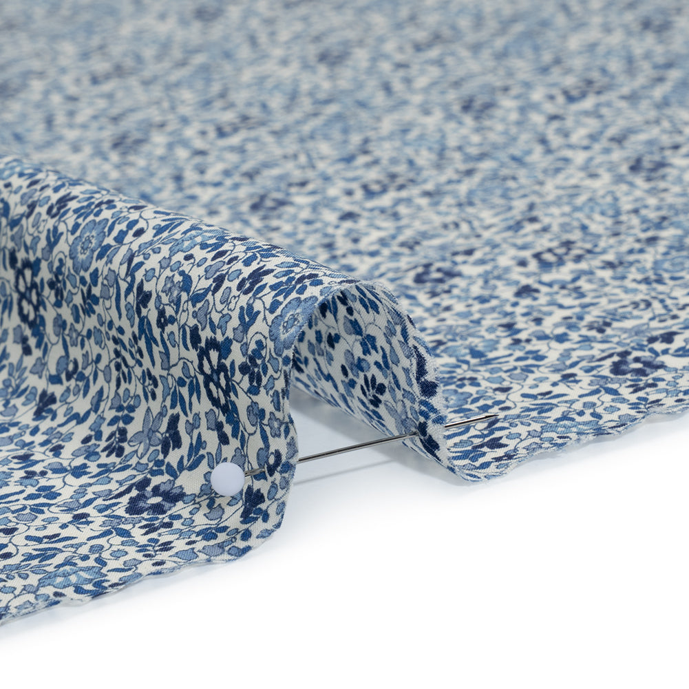 Liberty Fabrics Tana Lawn® - Katie and Millie Blue - Shades of Blue Little Florals Detail Liberty Fabrics Tana Lawn® - Katie and Millie Blue - Shades of Blue Little Florals Detail