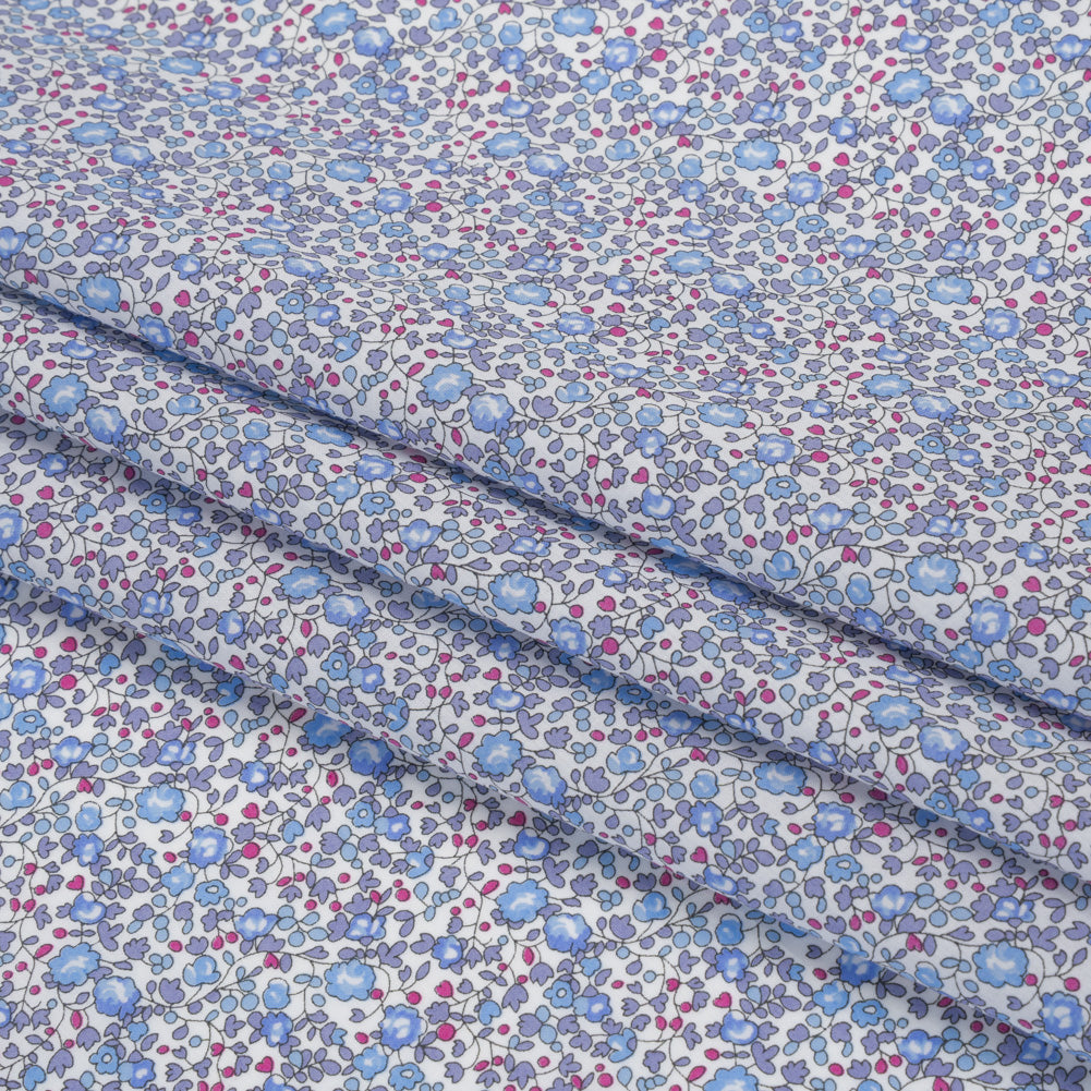 Liberty Fabrics Tana Lawn® - Michelle Eloise Purple - Light Purple, Baby Blue and Pink Little Floral Vines Folded Liberty Fabrics Tana Lawn® - Michelle Eloise Purple - Light Purple, Baby Blue and Pink Little Floral Vines Folded