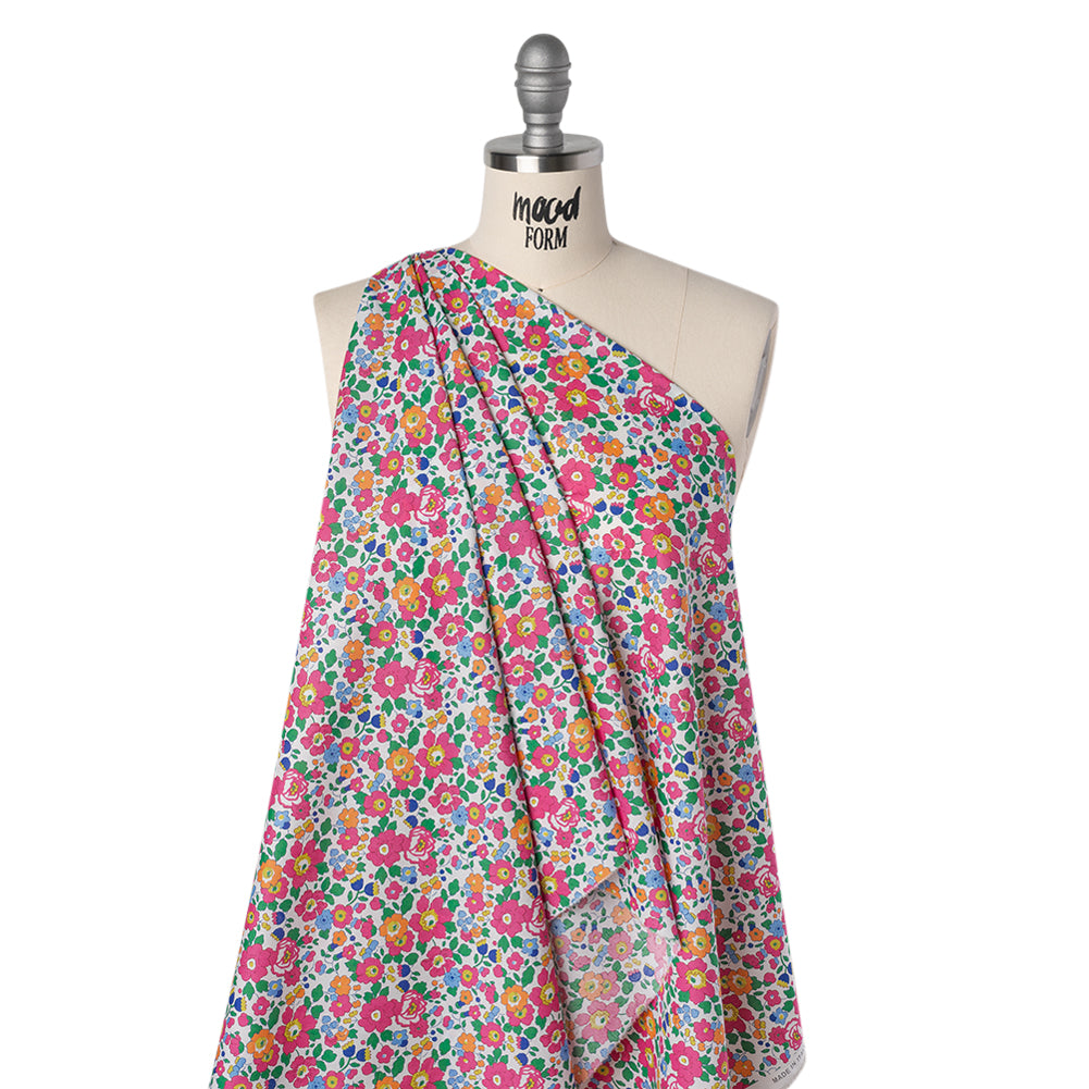 Liberty Fabrics Tana Lawn® - Betsy Pink - Bright Pink, Blue and Kelly Green Floral Liberty Fabrics Tana Lawn® - Betsy Pink - Bright Pink, Blue and Kelly Green Floral