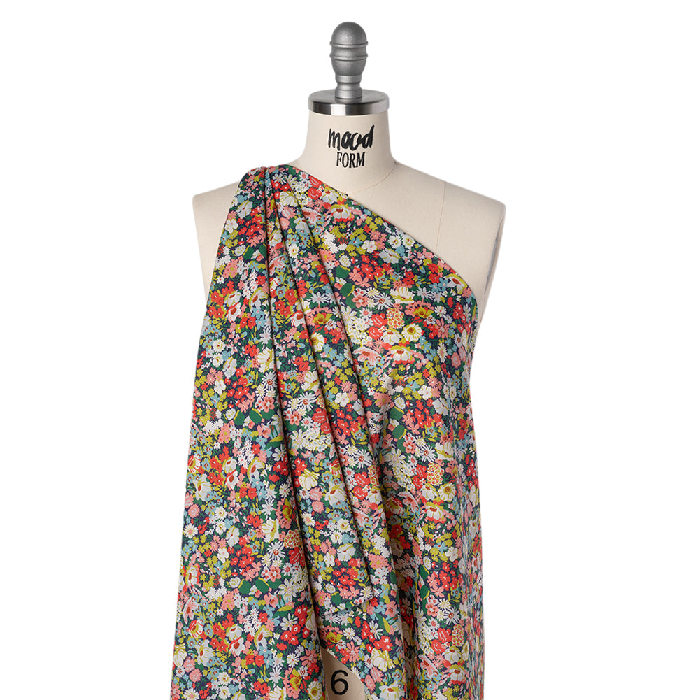 Liberty Fabrics Tana Lawn® - Thorpe Multi Bright - Hot Pink, Yellow and Deep Green Dense Floral Drape Liberty Fabrics Tana Lawn® - Thorpe Multi Bright - Hot Pink, Yellow and Deep Green Dense Floral Drape