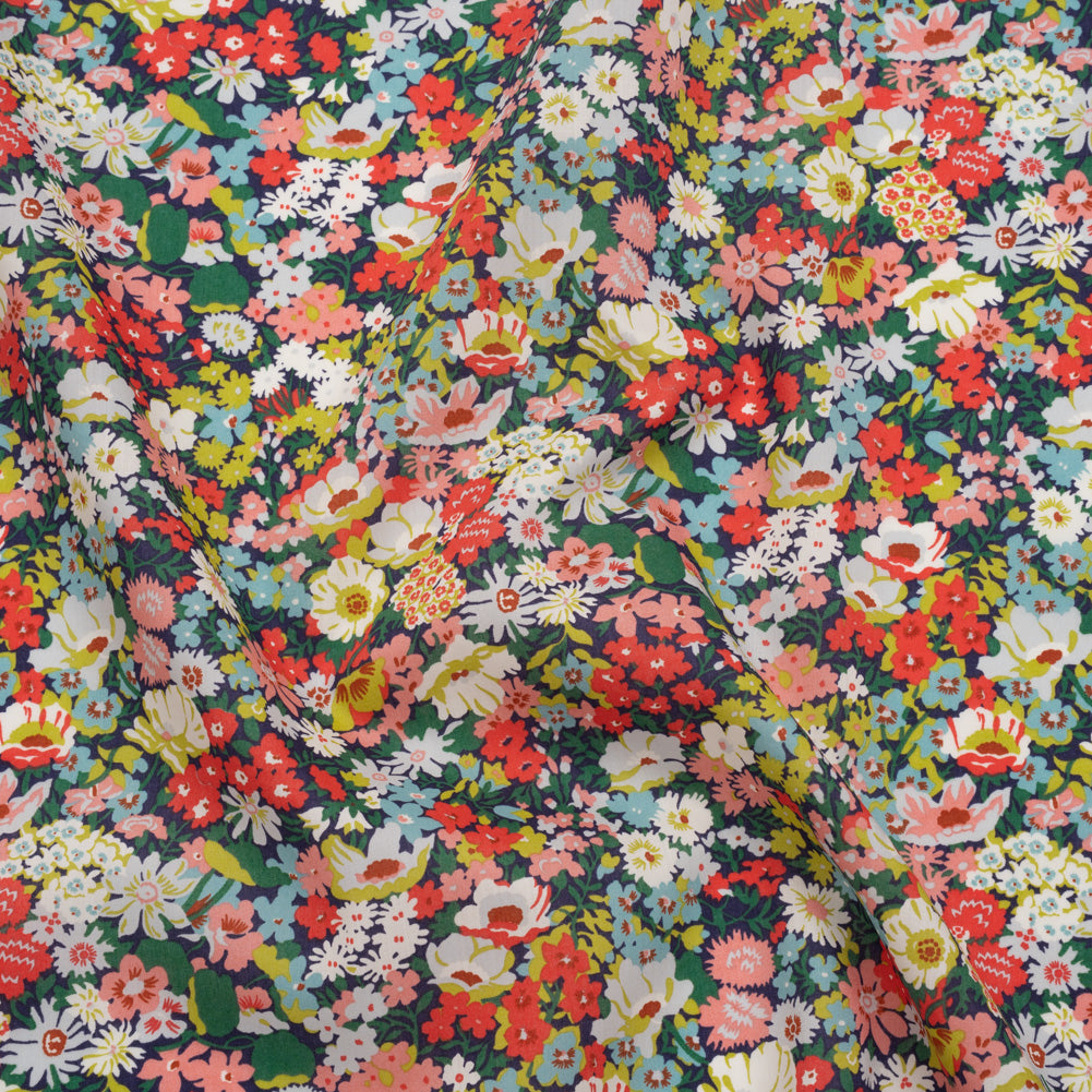 Liberty Fabrics Tana Lawn® - Thorpe Multi Bright - Hot Pink, Yellow and Deep Green Dense Floral Liberty Fabrics Tana Lawn® - Thorpe Multi Bright - Hot Pink, Yellow and Deep Green Dense Floral