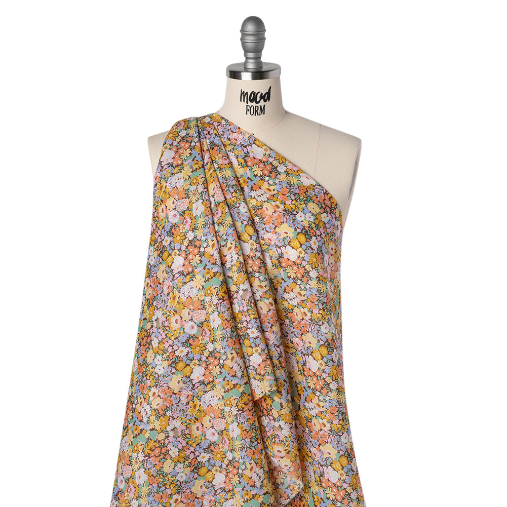 Liberty Fabrics Tana Lawn® - Thorpe Multi Pastel - Banana Yellow, Pink and Light Green Dense Floral - Drape Liberty Fabrics Tana Lawn® - Thorpe Multi Pastel - Banana Yellow, Pink and Light Green Dense Floral - Drape