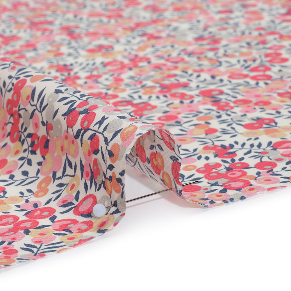 Liberty Fabrics Tana Lawn® - Wiltshire Light Pink - Baby Pink, Coral and Blue Leaves and Berries Liberty Fabrics Tana Lawn® - Wiltshire Light Pink - Baby Pink, Coral and Blue Leaves and Berries