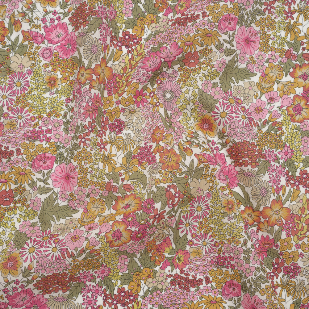Liberty Fabrics Tana Lawn® - Margaret Annie Light Pink - Baby Pink, Light Orange and Sage Green Hand Drawn Florals Liberty Fabrics Tana Lawn® - Margaret Annie Light Pink - Baby Pink, Light Orange and Sage Green Hand Drawn Florals