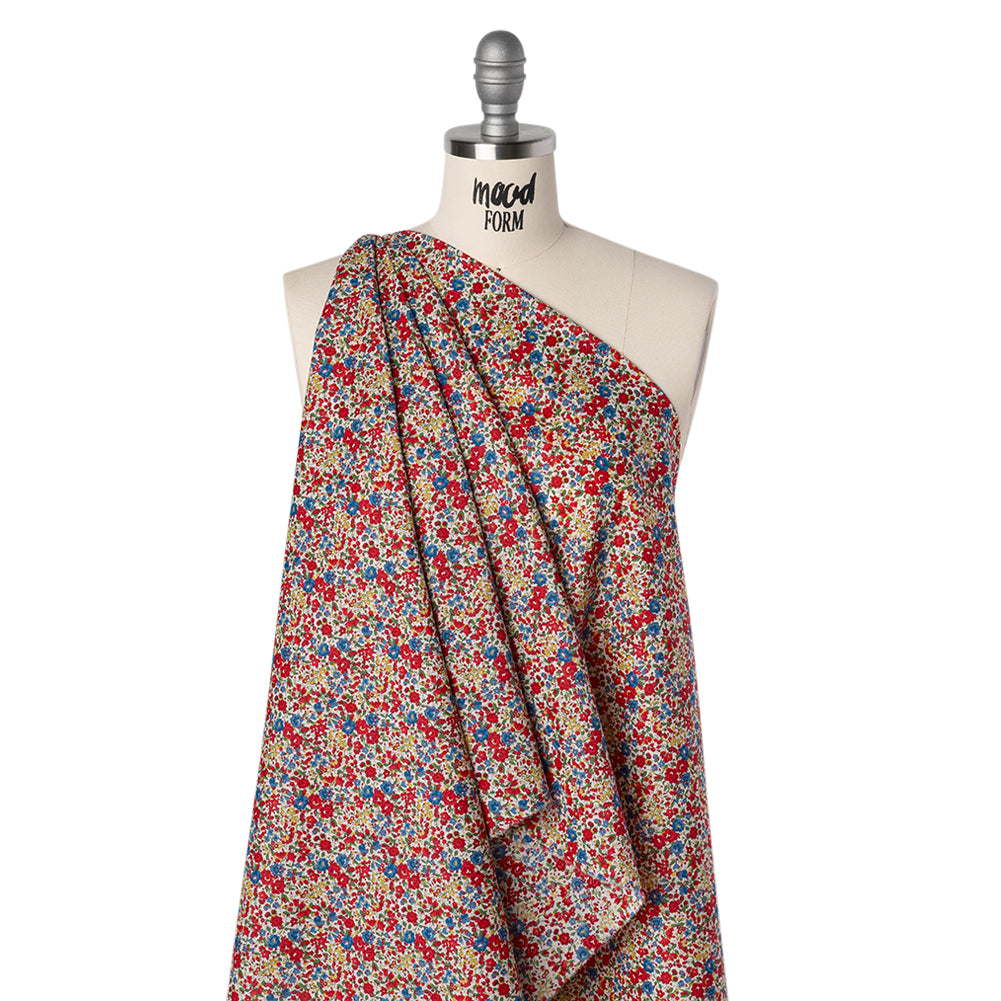 Liberty Fabrics Tana Lawn® - Emma and Georgina Red, Blue and Yellow Floral - Drape Liberty Fabrics Tana Lawn® - Emma and Georgina Red, Blue and Yellow Floral - Drape