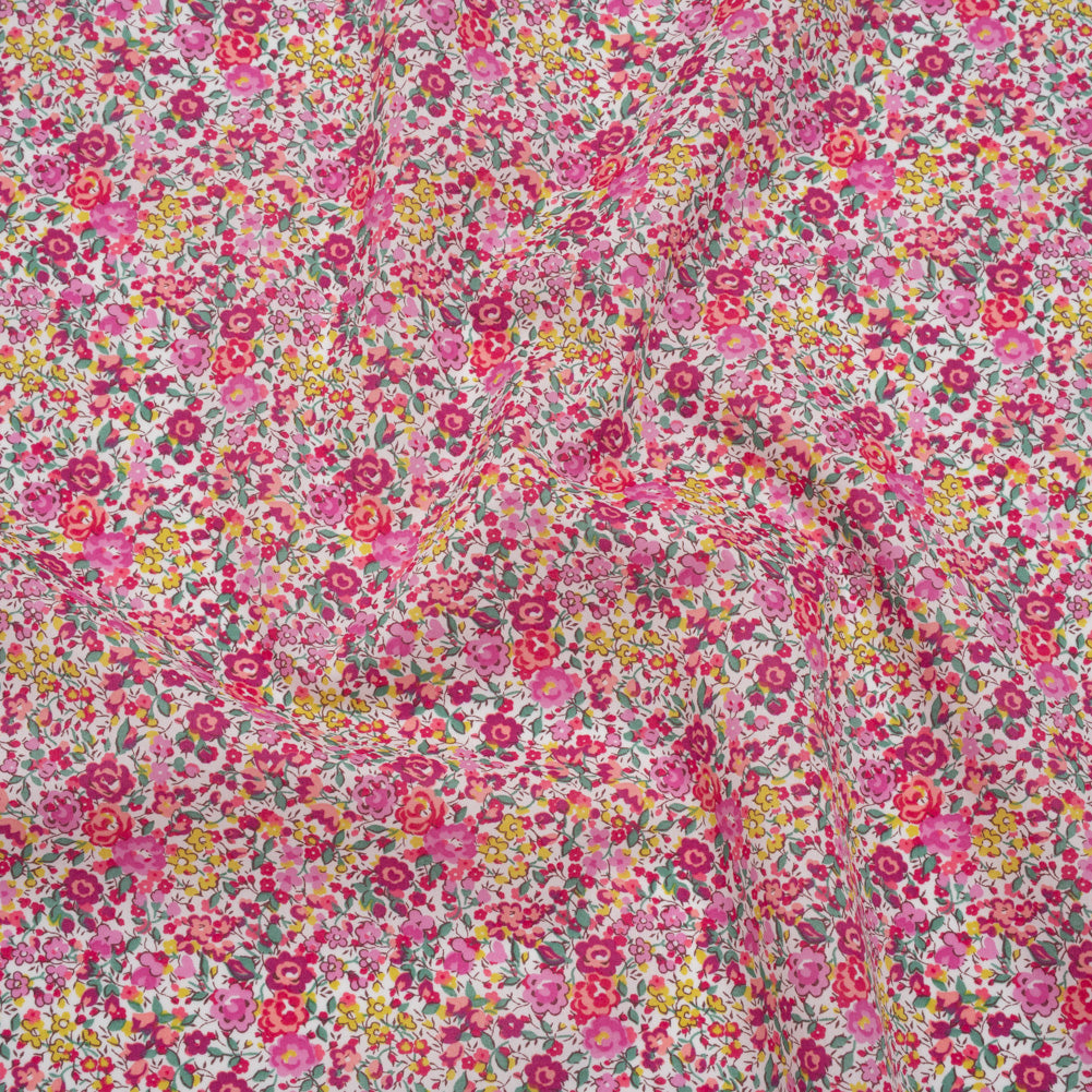 Liberty Fabrics Tana Lawn® - Emma and Georgina Pink - Nany Pink, Yellow and Green Floral Liberty Fabrics Tana Lawn® - Emma and Georgina Pink - Nany Pink, Yellow and Green Floral