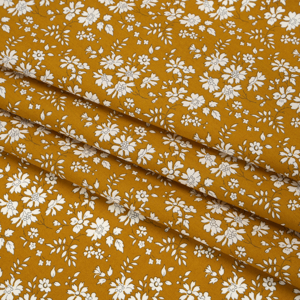 Liberty Fabrics Tana Lawn® - Capel Yellow - Yellow Ochre and White Outlined Florals Folded Liberty Fabrics Tana Lawn® - Capel Yellow - Yellow Ochre and White Outlined Florals Folded