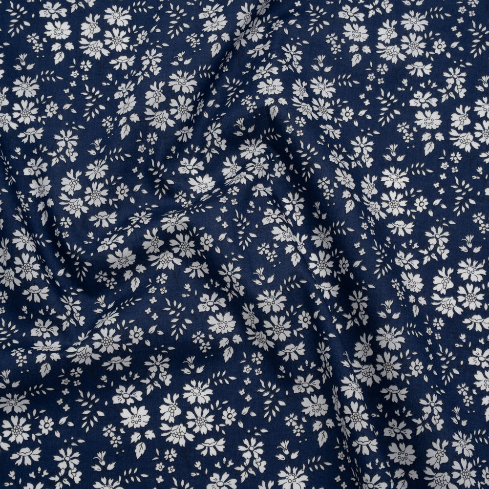 Liberty Fabrics Tana Lawn® - Capel Dark Blue - Navy and White Outlined Florals Liberty Fabrics Tana Lawn® - Capel Dark Blue - Navy and White Outlined Florals
