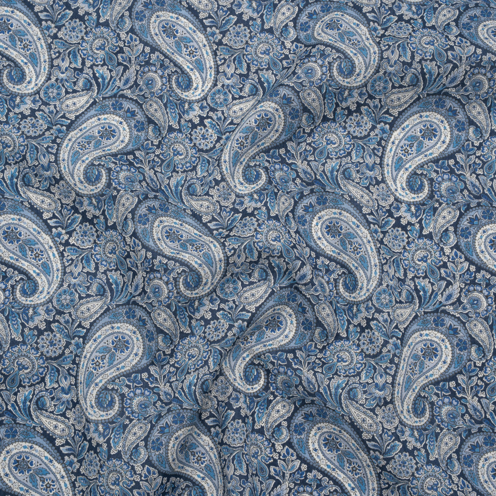 Liberty Fabrics Tana Lawn® - Lee Manor Dark Blue - Blue and White Paisley Liberty Fabrics Tana Lawn® - Lee Manor Dark Blue - Blue and White Paisley