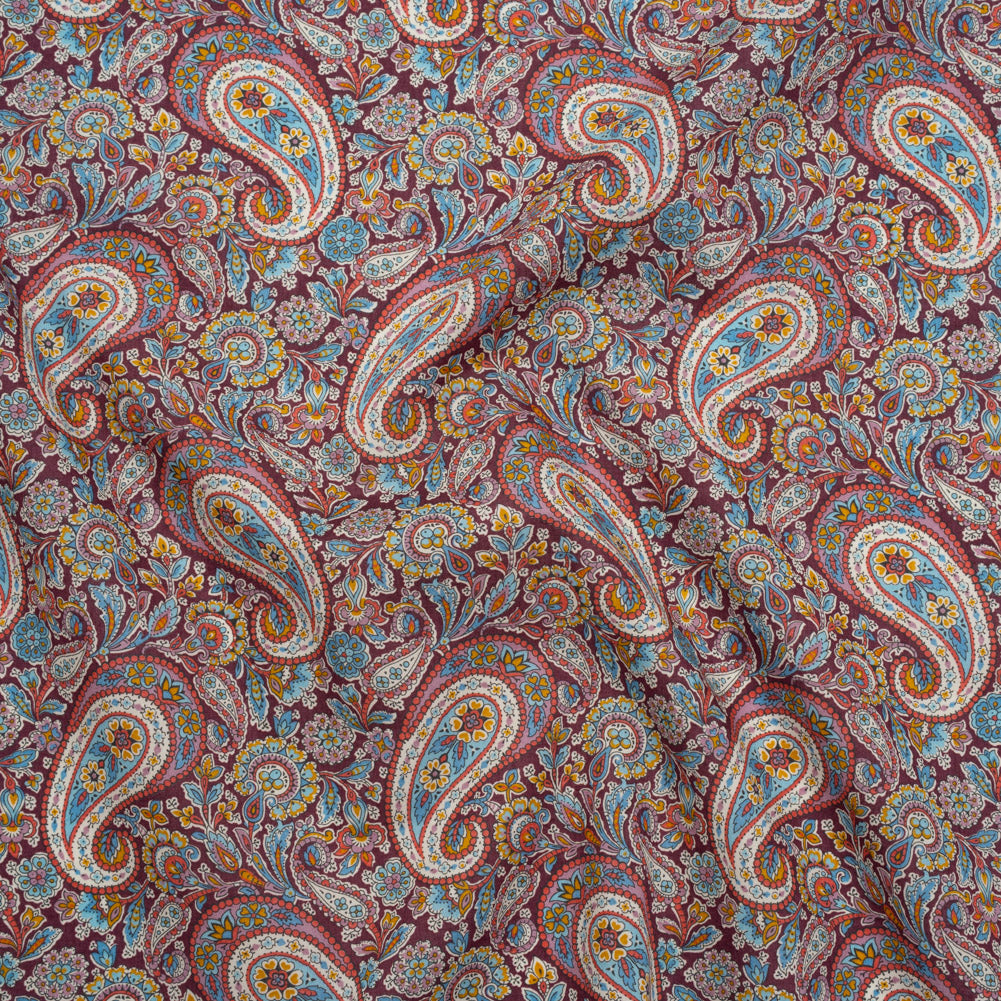 Liberty Fabrics Tana Lawn® - Lee Manor Red Burgundy - Wine Red and Multicolor Paisley Liberty Fabrics Tana Lawn® - Lee Manor Red Burgundy - Wine Red and Multicolor Paisley