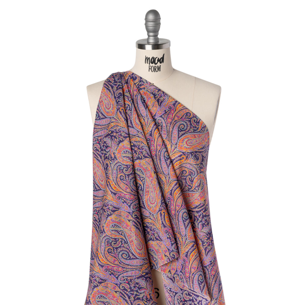 Liberty Fabrics Tana Lawn® - Felix and Isabelle Purple - Dark Purple, Pink and Orange Wild Paisley - Drape Liberty Fabrics Tana Lawn® - Felix and Isabelle Purple - Dark Purple, Pink and Orange Wild Paisley - Drape