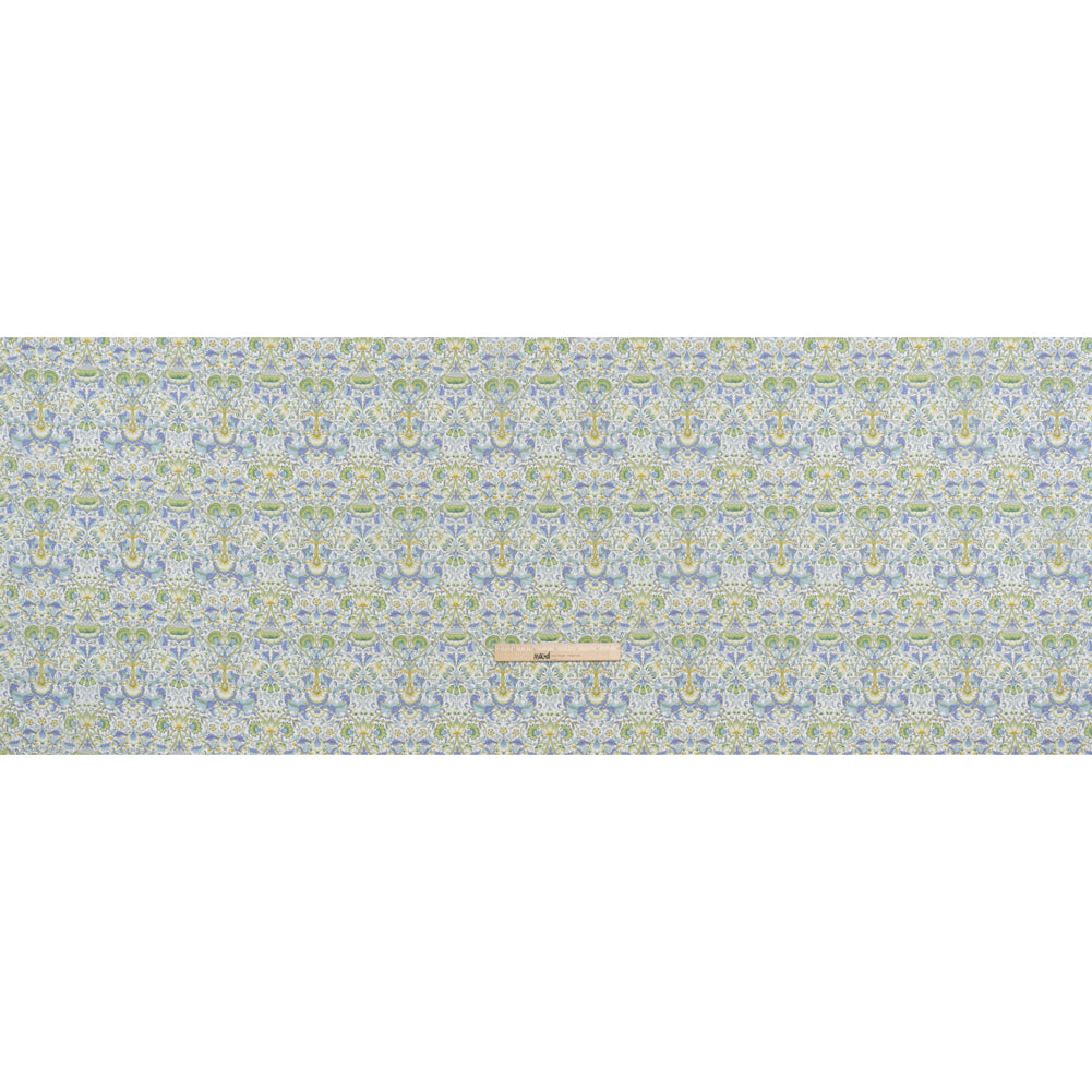 Liberty Fabrics Tana Lawn® - Lodden Green - Light Green, Pastel Blue and Golden Yellow Arts and Crafts Floral Full Liberty Fabrics Tana Lawn® - Lodden Green - Light Green, Pastel Blue and Golden Yellow Arts and Crafts Floral Full