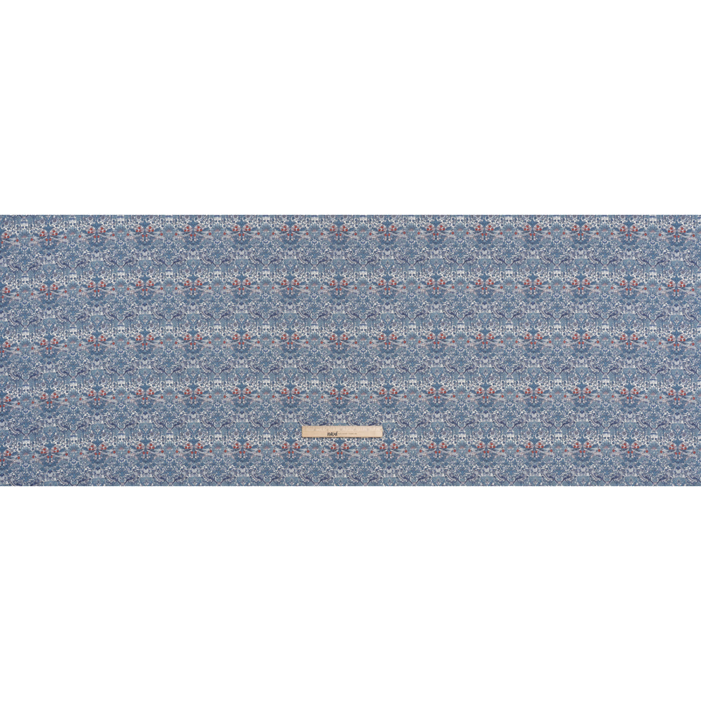 Liberty Fabrics Tana Lawn® - Strawberry Thief Spring Blue - Muted Blue Green, Navy and Red Birds, Berries and Flowers Full Liberty Fabrics Tana Lawn® - Strawberry Thief Spring Blue - Muted Blue Green, Navy and Red Birds, Berries and Flowers Full