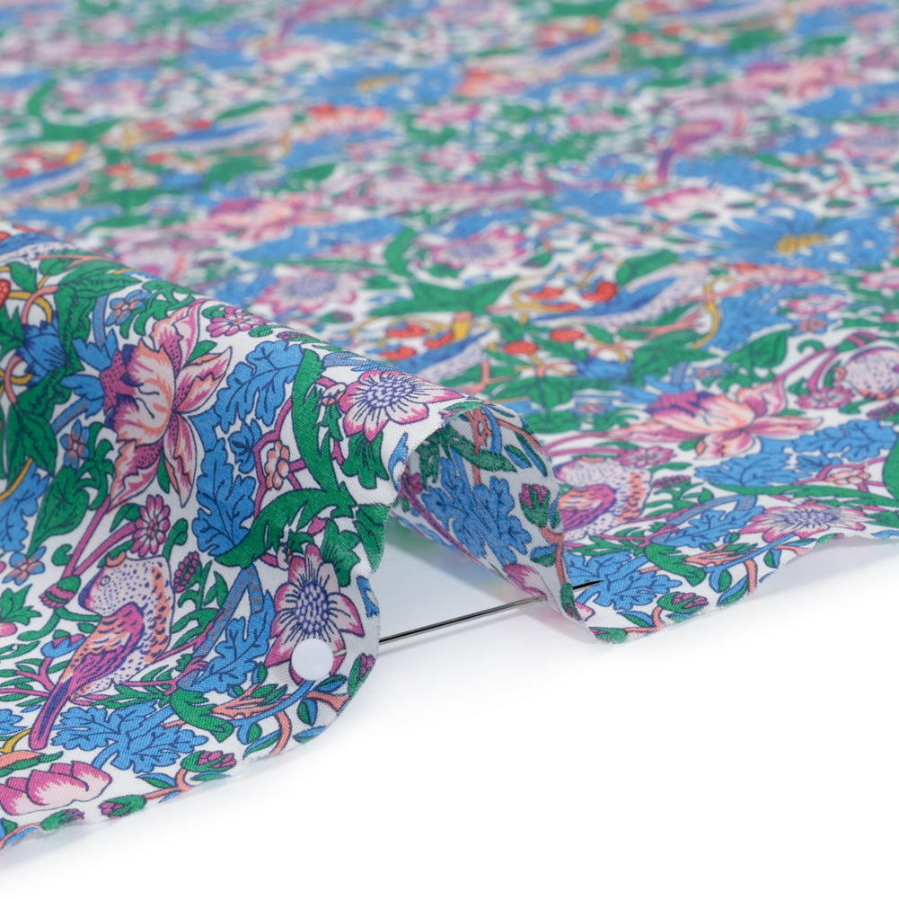 Liberty Fabrics Tana Lawn® - Strawberry Thief Spring Multi Bright - Blue, Green and Pink Birds, Berries and Flowers Liberty Fabrics Tana Lawn® - Strawberry Thief Spring Multi Bright - Blue, Green and Pink Birds, Berries and Flowers