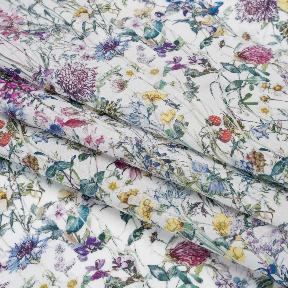 Liberty Fabrics Tana Lawn® - Wild Flowers Multi Pastel - Green, Bright Pink and Yellow Botanical Illustrations Liberty Fabrics Tana Lawn® - Wild Flowers Multi Pastel - Green, Bright Pink and Yellow Botanical Illustrations
