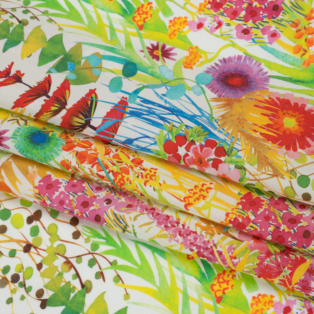 Liberty Fabrics Tana Lawn® - Tresco Multi Bright - Red, Green and Yellow Painted Floral Liberty Fabrics Tana Lawn® - Tresco Multi Bright - Red, Green and Yellow Painted Floral