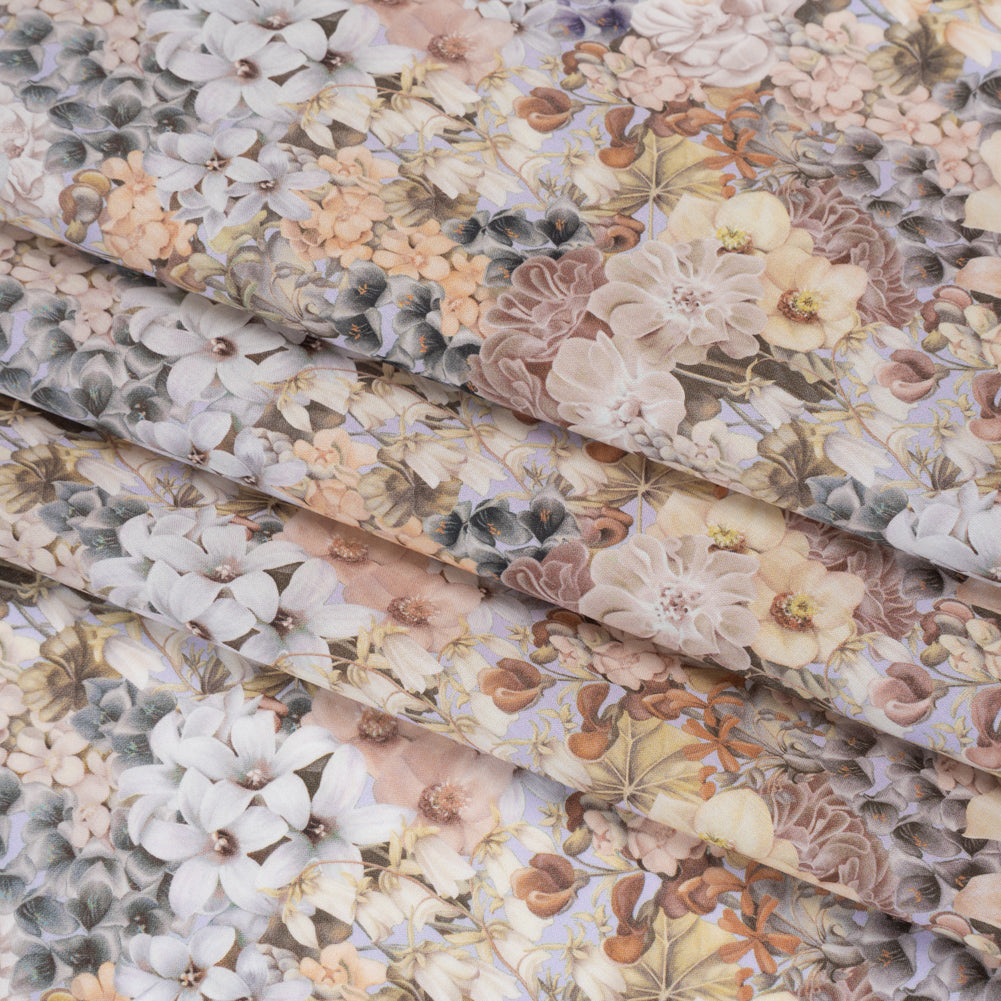 Liberty Fabrics Tana Lawn® - Painted Travels Multi Neutral - Beige, Gray and Muted Green Lush Florals Folded Liberty Fabrics Tana Lawn® - Painted Travels Multi Neutral - Beige, Gray and Muted Green Lush Florals Folded