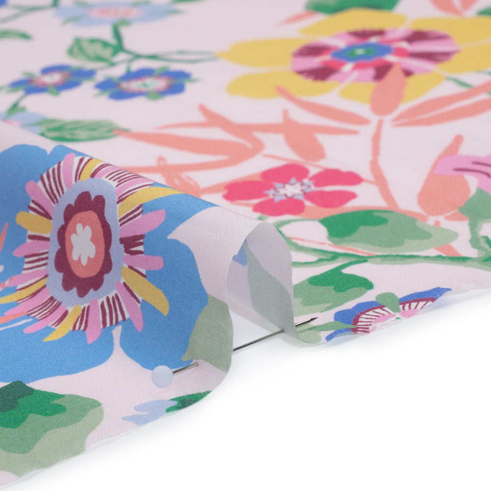 Liberty Fabrics Tana Lawn® - Pavilion Pink - Light Pink, Yellow and Green Bold Florals - Detail Liberty Fabrics Tana Lawn® - Pavilion Pink - Light Pink, Yellow and Green Bold Florals - Detail
