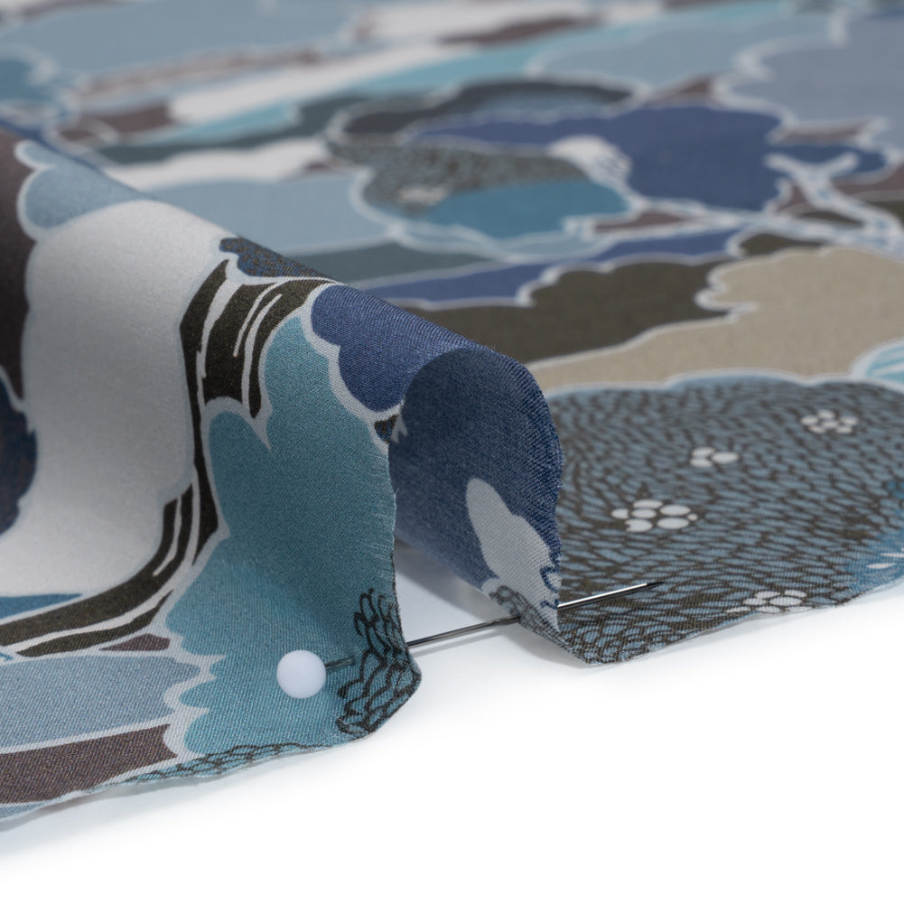Liberty Fabrics Tana Lawn® - Prospect Road Dark Blue - Navy, Storm Blue and Brown Tree Filled Landscape Liberty Fabrics Tana Lawn® - Prospect Road Dark Blue - Navy, Storm Blue and Brown Tree Filled Landscape