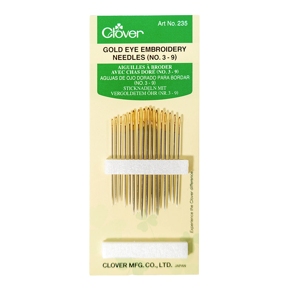 Clover Gold Eye Embroidery Needles - Sizes 3-9 - 16 ct Clover Gold Eye Embroidery Needles - Sizes 3-9 - 16 ct