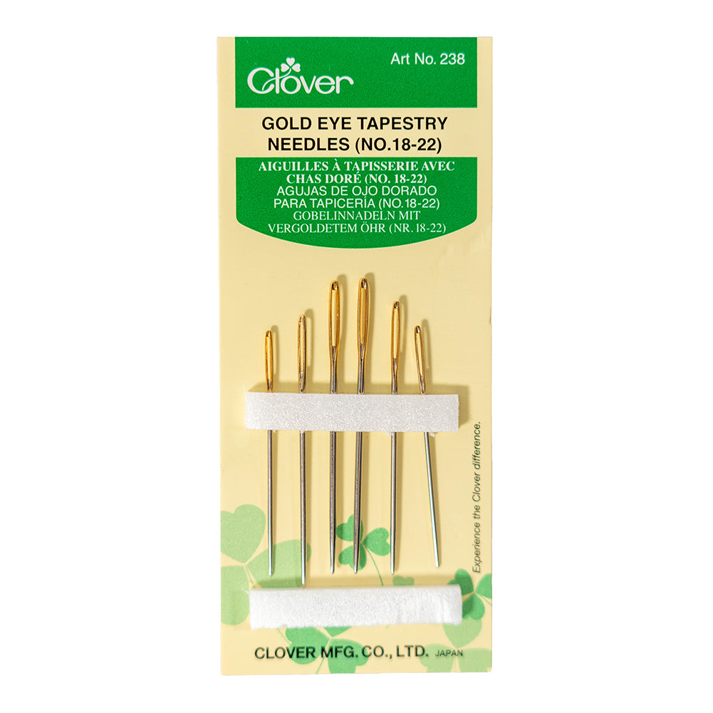 Clover Gold Eye Tapestry Needles - Sizes 18-22 - 6 ct Clover Gold Eye Tapestry Needles - Sizes 18-22 - 6 ct