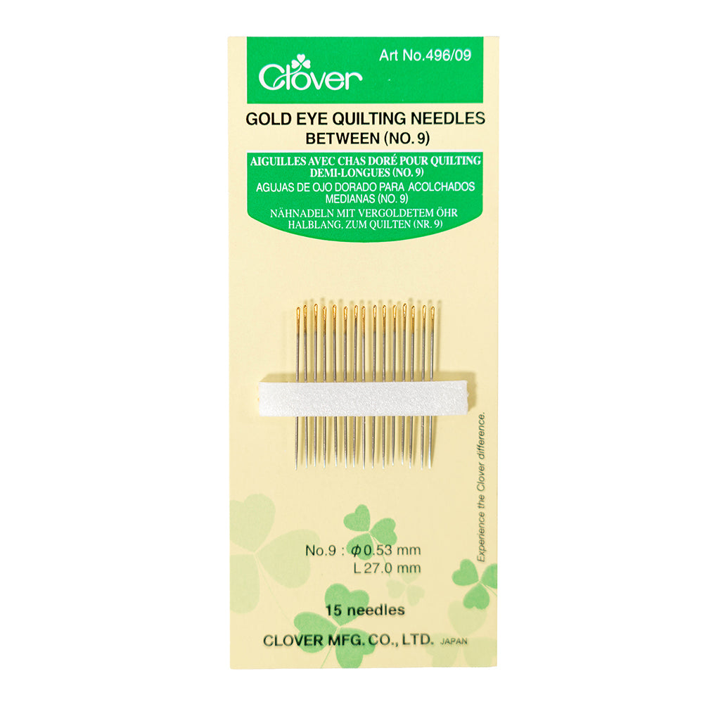 Clover Gold Eye Quilting Between Needles - Size 9 - 15 ct Clover Gold Eye Quilting Between Needles - Size 9 - 15 ct