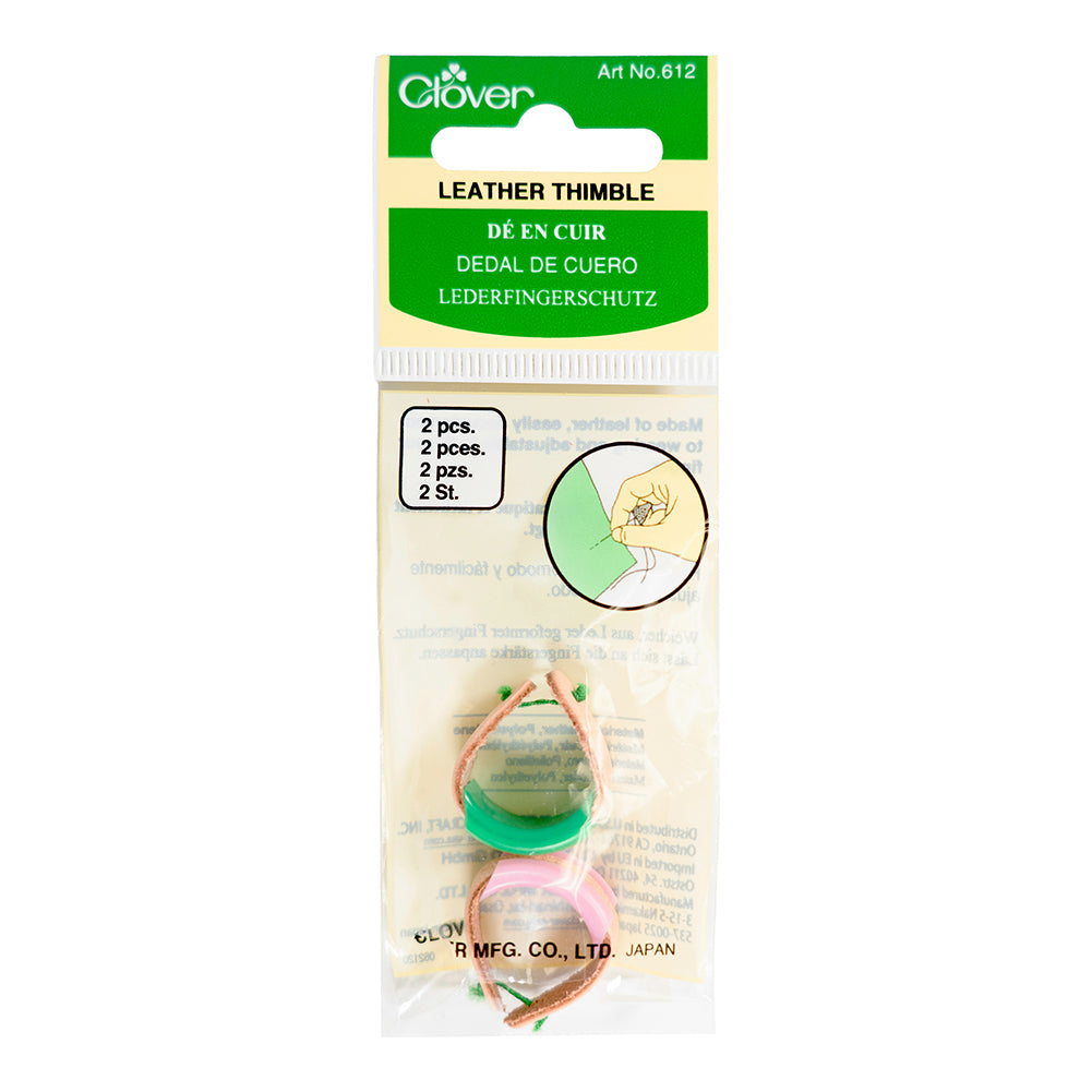 Clover Leather Ring Thimbles - 2 ct Folded Clover Leather Ring Thimbles - 2 ct Folded