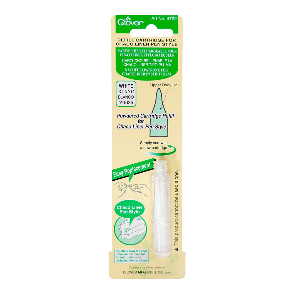 Clover Chaco Liner Pen Style Refill Cartridge - White - Folded - Image 1 of 2 Clover Chaco Liner Pen Style Refill Cartridge - White - Folded - Image 1 of 2