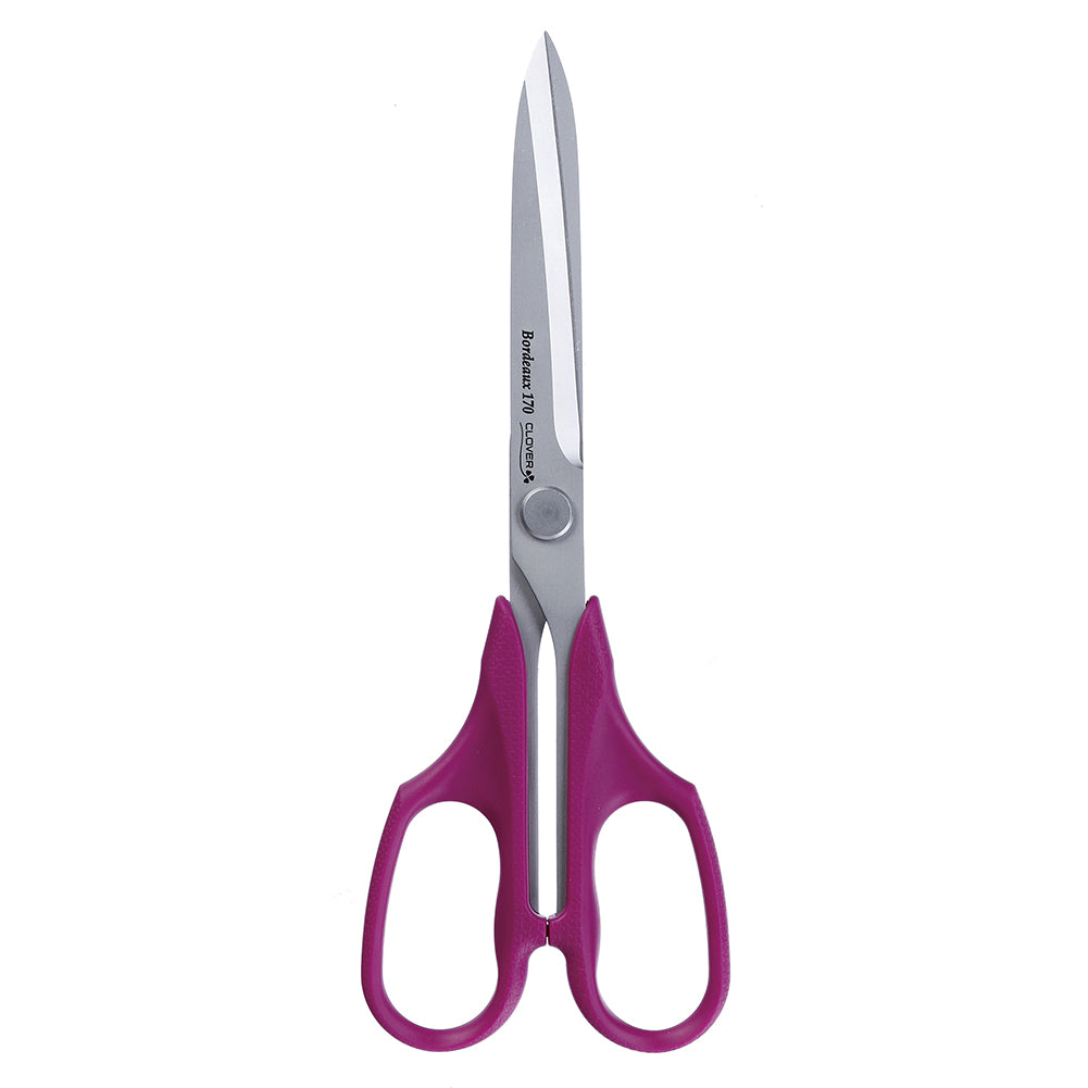 Clover Ultimate Scissors 170 with Nancy Zieman - Bordeaux - Includes Leather Sheath Detail Clover Ultimate Scissors 170 with Nancy Zieman - Bordeaux - Includes Leather Sheath Detail