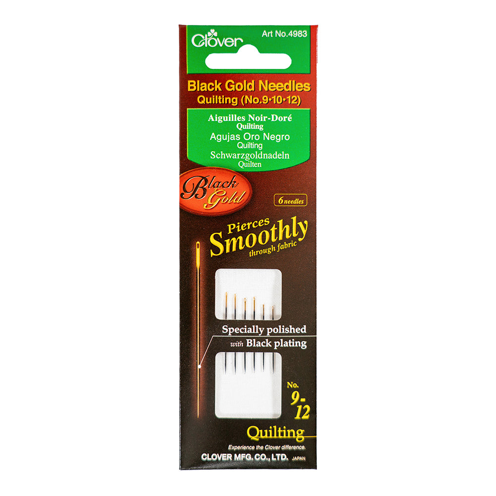 Clover Black Gold Quilting Needles - Assorted Sizes 9, 10, 12 - 6 ct Clover Black Gold Quilting Needles - Assorted Sizes 9, 10, 12 - 6 ct