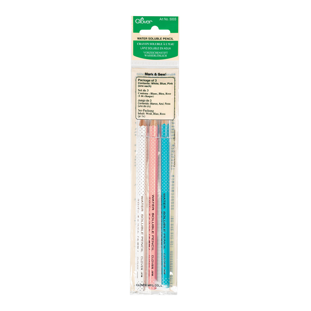 Clover Water Soluble Fabric Pencil - Assorted Colors - 3 ct Clover Water Soluble Fabric Pencil - Assorted Colors - 3 ct