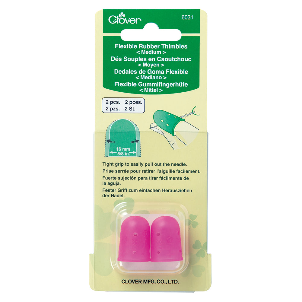 Clover Flexible Rubber Thimbles - Medium - 2 ct Folded Clover Flexible Rubber Thimbles - Medium - 2 ct Folded