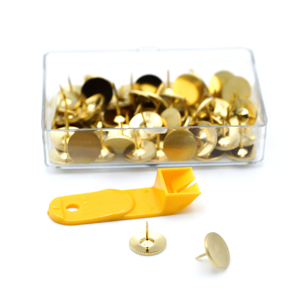 Clover Needlecraft Thumb Tacks with Remover - Brass - 60 pc Detail Clover Needlecraft Thumb Tacks with Remover - Brass - 60 pc Detail
