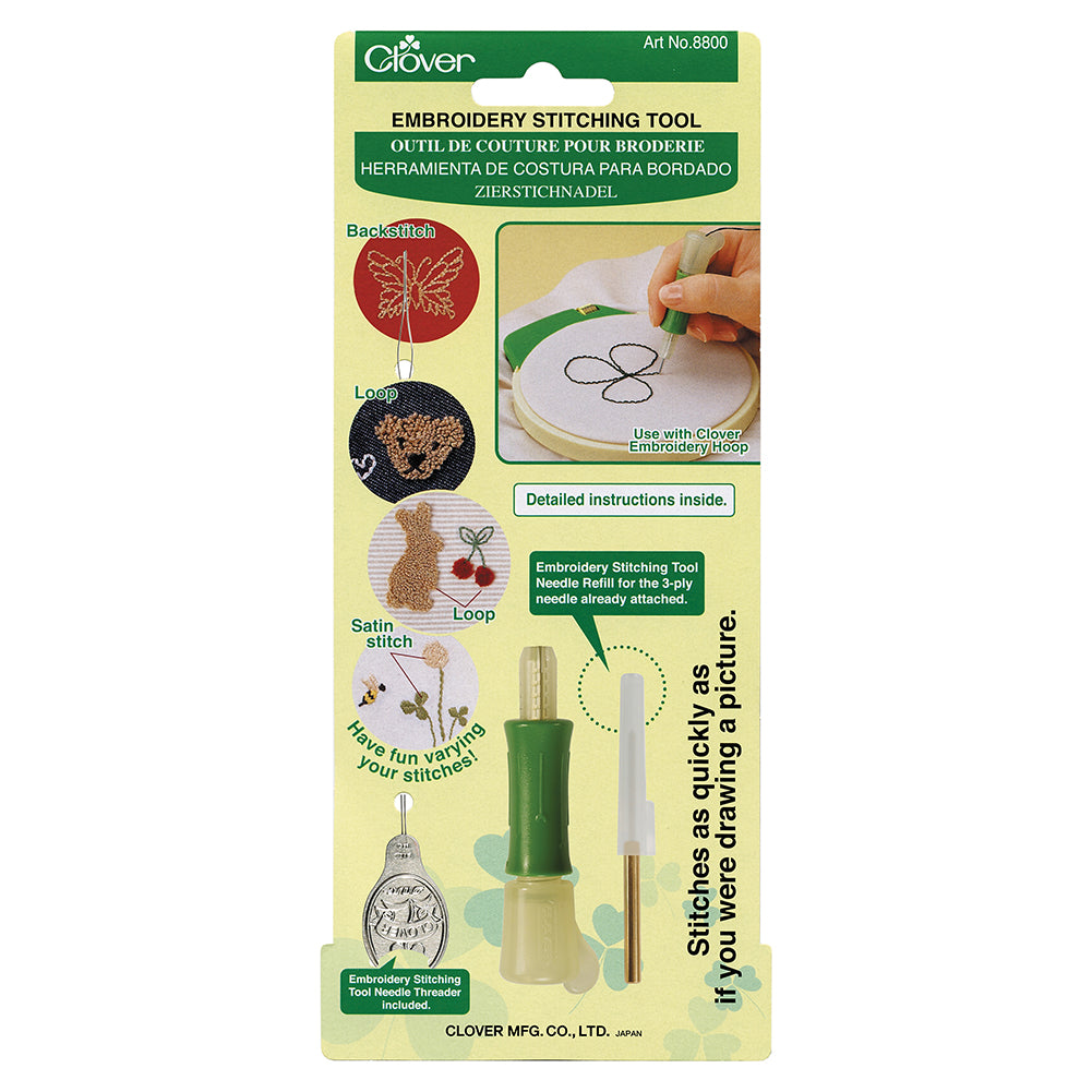 Clover Punch Needle Embroidery Stitching Tool with 3-Ply Needle Refill Drape Clover Punch Needle Embroidery Stitching Tool with 3-Ply Needle Refill Drape