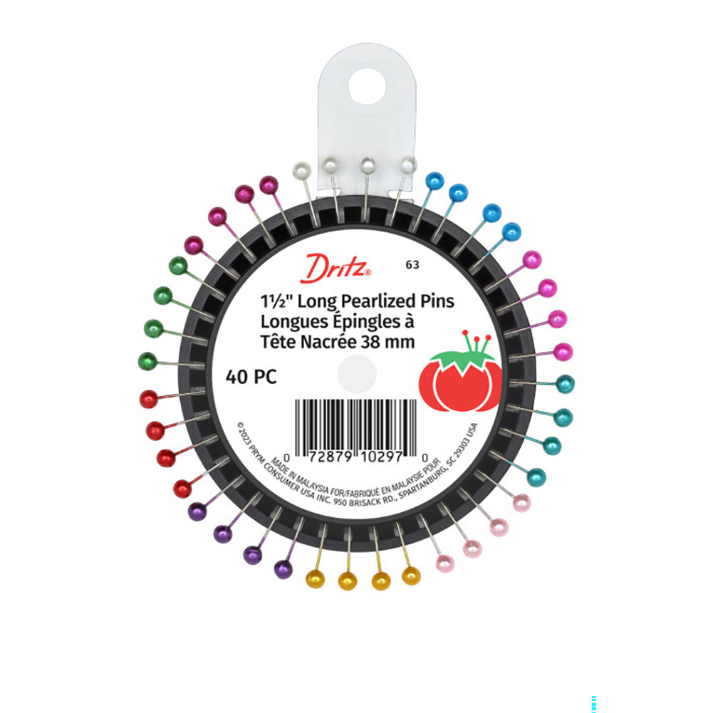 Dritz Long Pearlized Pins - 1.5" Assorted Colors - 40 ct Dritz Long Pearlized Pins - 1.5" Assorted Colors - 40 ct