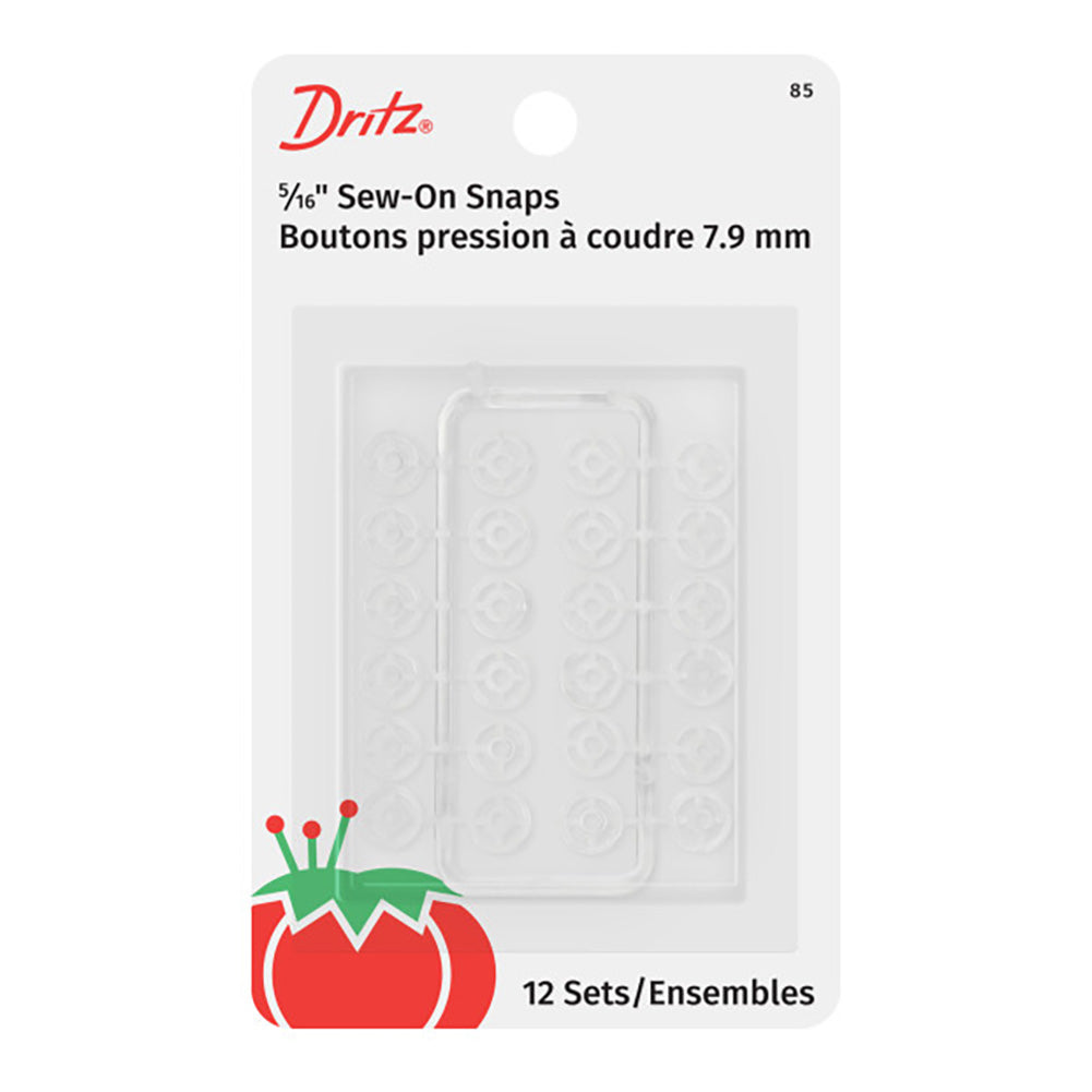 Dritz Sew-On Snaps - 0.3125" Clear - 12 Sets Dritz Sew-On Snaps - 0.3125" Clear - 12 Sets