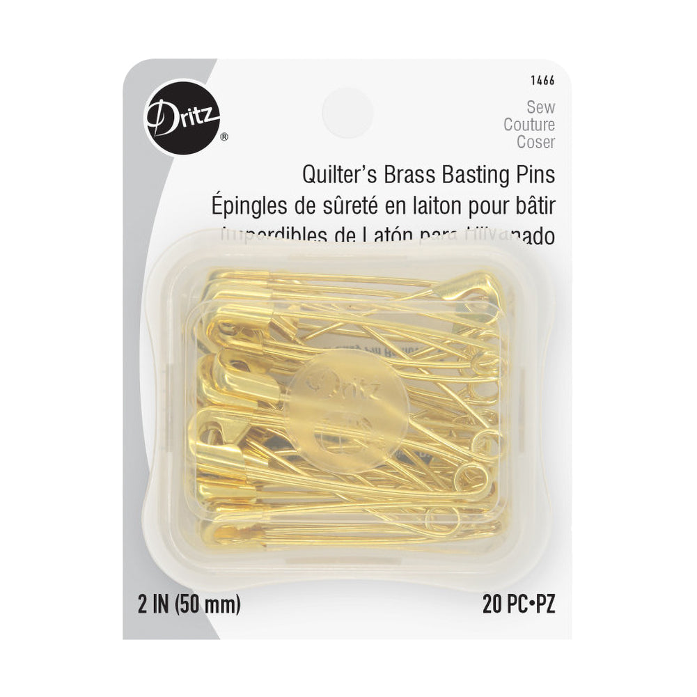 Dritz Quilter's Brass Basting Safety Pins - 2" Gilt - 20pc Dritz Quilter's Brass Basting Safety Pins - 2" Gilt - 20pc