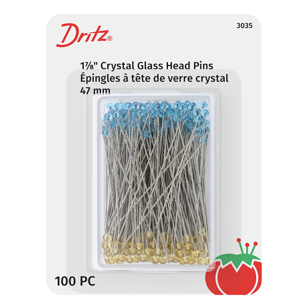 Dritz Crystal Glass Head Pins - 1.875" Assorted Colors - 100 PC Dritz Crystal Glass Head Pins - 1.875" Assorted Colors - 100 PC