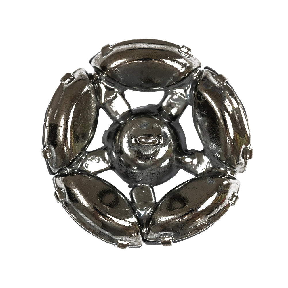 Swarovski Hematite and Jet Rhinestones Shank Back Button - 44L/28mm Detail Swarovski Hematite and Jet Rhinestones Shank Back Button - 44L/28mm Detail