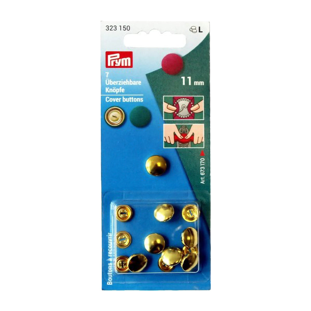Prym Cover Buttons - Gold 11mm - 7 ct Prym Cover Buttons - Gold 11mm - 7 ct