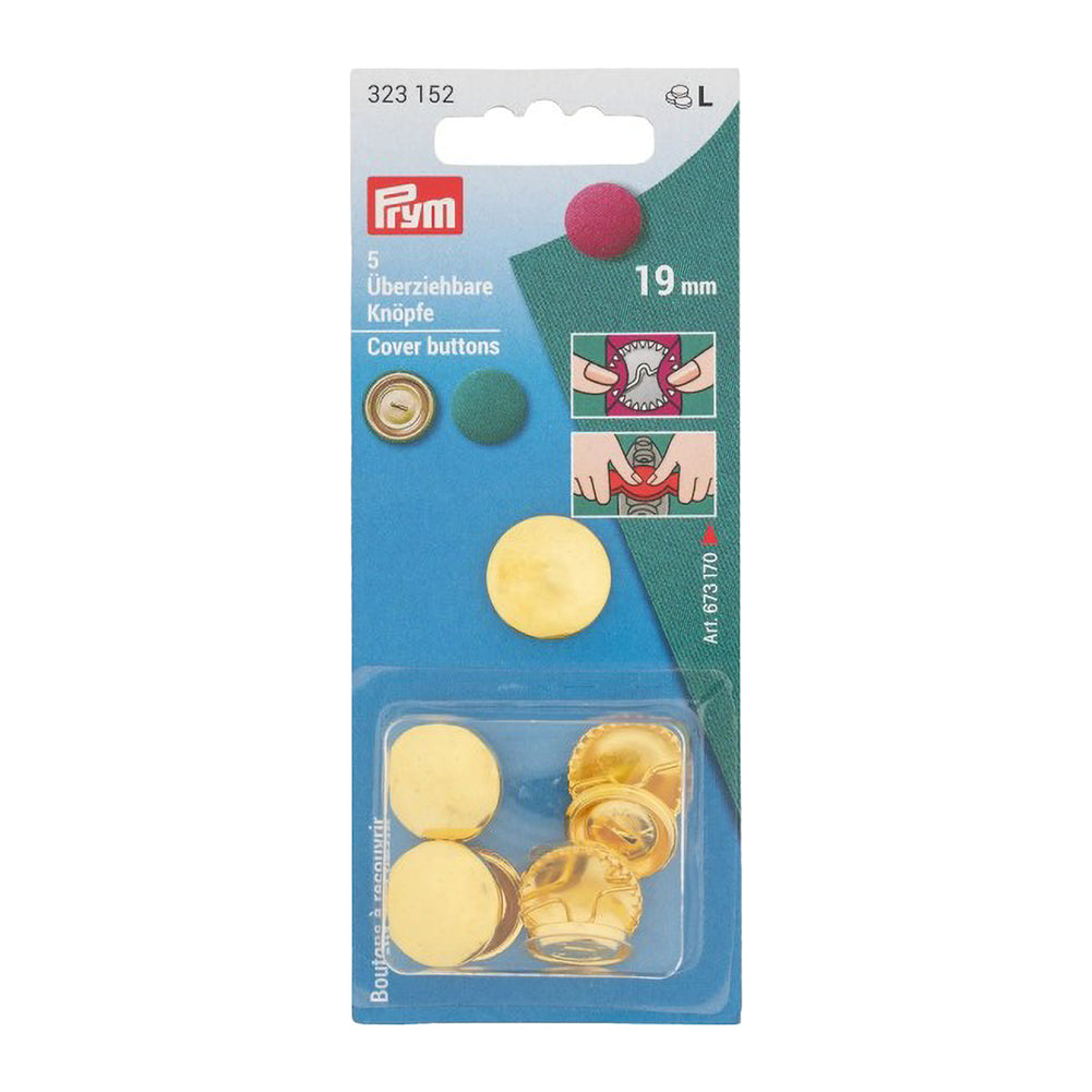 Prym Cover Buttons - Gold 19mm - 7 ct Prym Cover Buttons - Gold 19mm - 7 ct