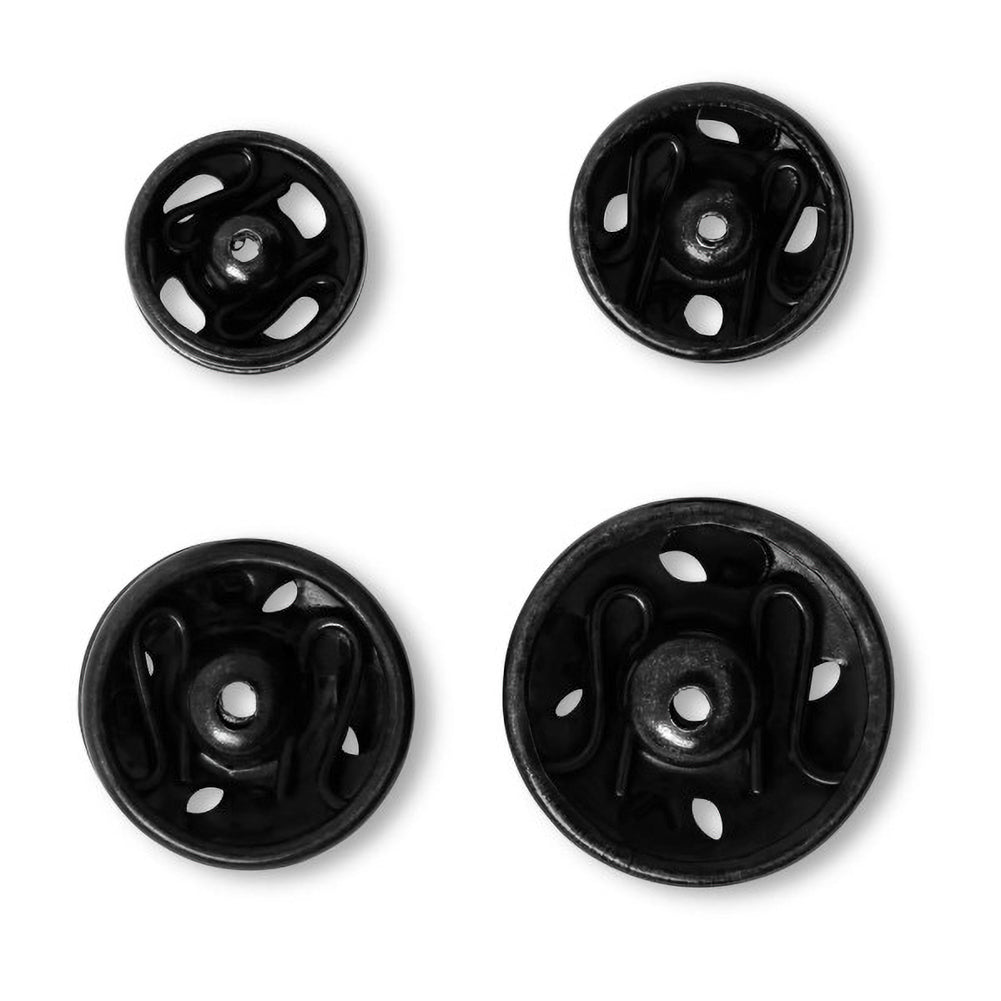 Prym Sew-On Snap Fasteners - Black Assorted 6-11mm - 20 ct Folded Prym Sew-On Snap Fasteners - Black Assorted 6-11mm - 20 ct Folded