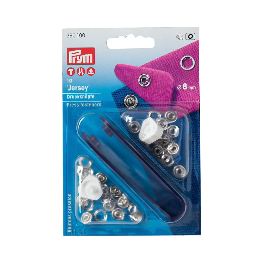 Prym Jersey Press Fasteners and Tools - Silver 8mm - 10pc Prym Jersey Press Fasteners and Tools - Silver 8mm - 10pc