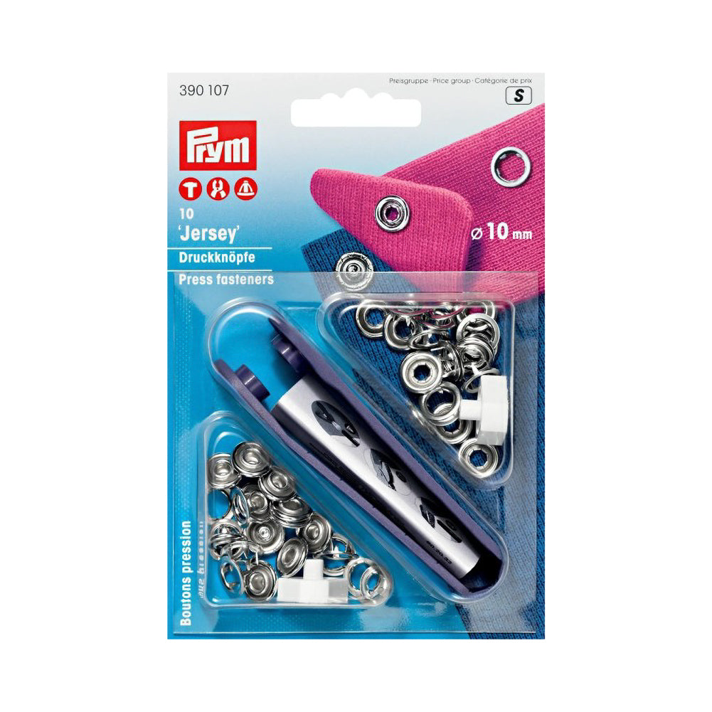 Prym Jersey Press Fasteners and Tools - Silver 10mm - 10pc Prym Jersey Press Fasteners and Tools - Silver 10mm - 10pc