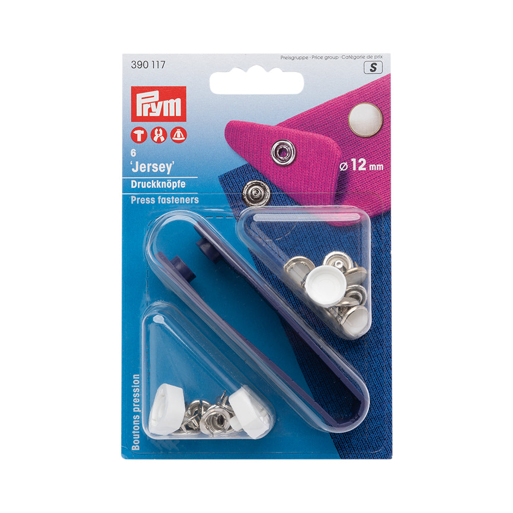Prym Jersey Press Fasteners and Tools - Pearl Capped 12mm - 6pc Prym Jersey Press Fasteners and Tools - Pearl Capped 12mm - 6pc